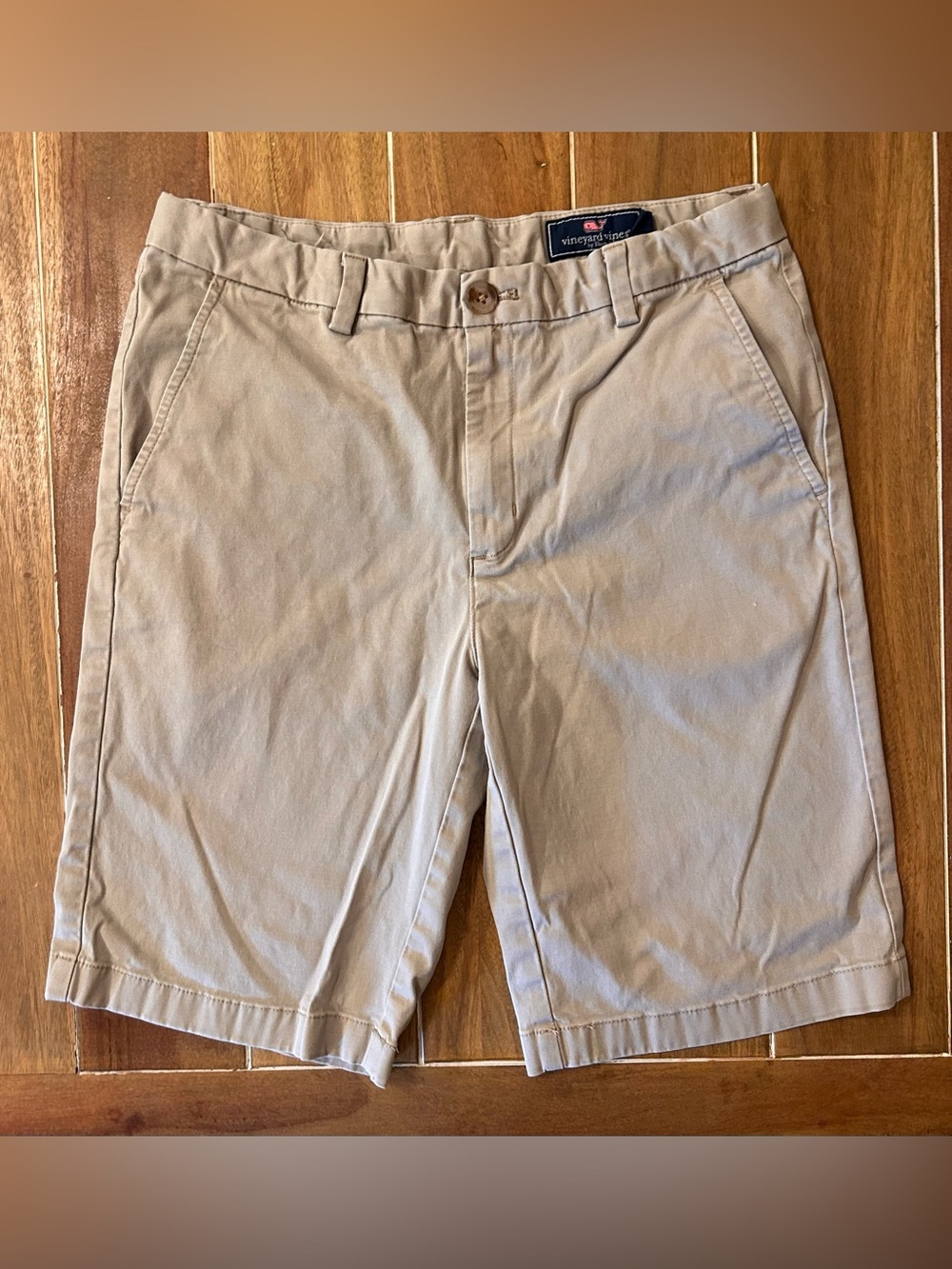 Vineyard Vines Boys Khaki Chino Shorts Tan Size 18 Youth Flat Front Twill